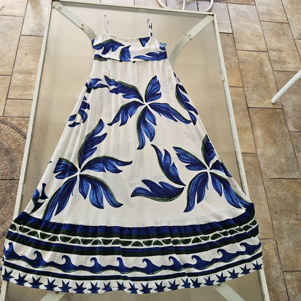 Lable Of Love XL Woman's Blue and White Spaghetti Strap Sundress Maxi - Picture 6 of 14
